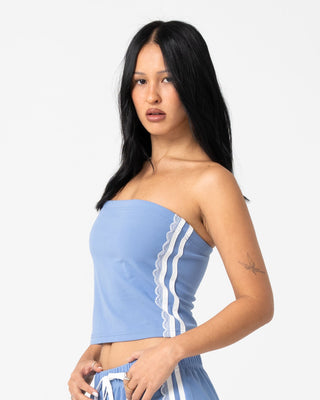 Woman wearing Eloise Tube Top in Tranquil