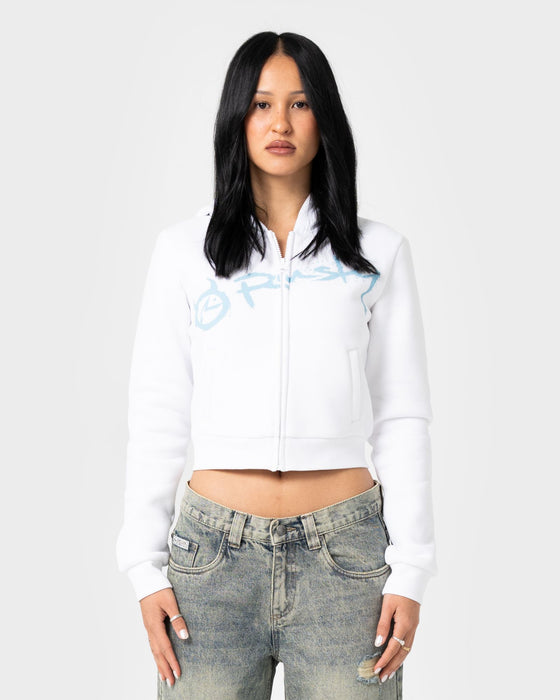 woman-wearing-mccop-crop-zip-thru-hooded-fleece-in-white