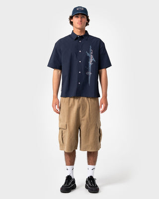 Mens Morning Glory 6 Panel Cap in Navy