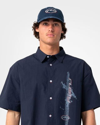 Mens Morning Glory 6 Panel Cap in Navy