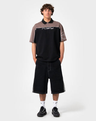 Man wearing Cyber Crime Short Sleeve Polo in Black