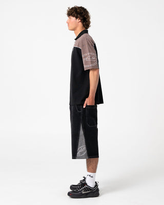 Man wearing Cyber Crime Short Sleeve Polo in Black