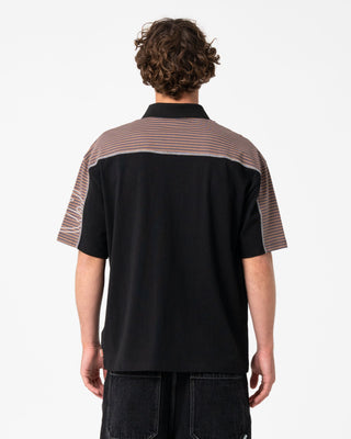 Man wearing Cyber Crime Short Sleeve Polo in Black