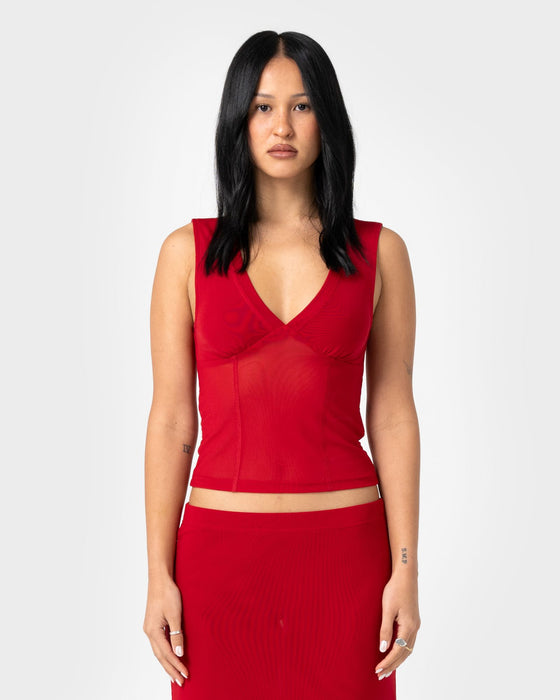 woman-wearing-vixen-vee-neck-tank-in-red