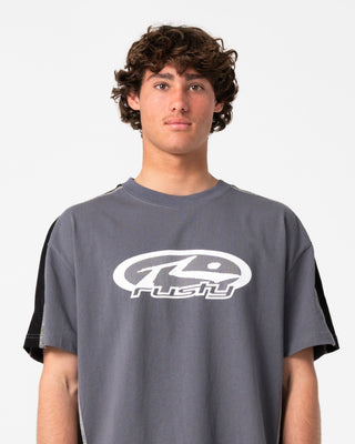 Man wearing Hit Up Short Sleeve Tee in Steel