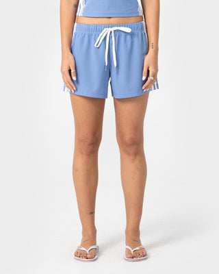 Woman wearing Weekender Low Rise Trackshort in Tranquil