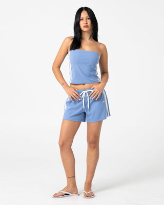 Woman wearing Weekender Low Rise Trackshort in Tranquil