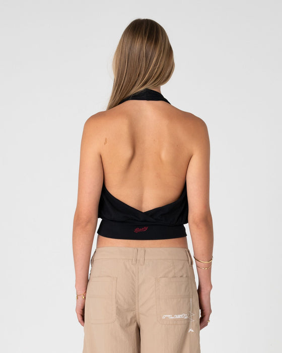 woman-wearing-honey-halter-top-in-black