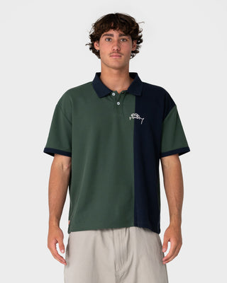 Man wearing Pop Top Short Sleeve Polo in Green Gables