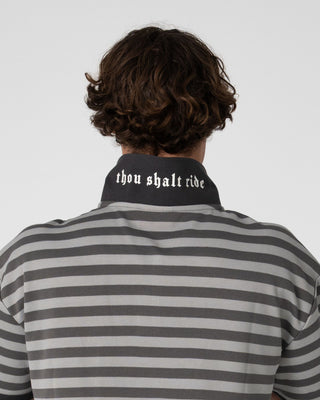 Man wearing Pop Top Short Sleeve Polo in Stone Grey