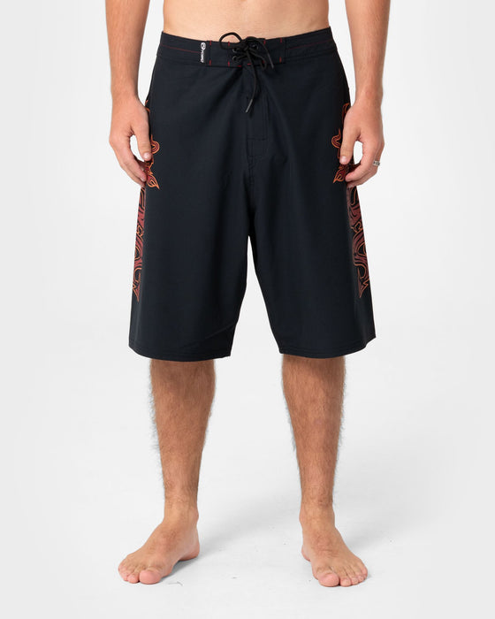 man-wearing-supahot-fire-fixed-waist-boardshort-in-black