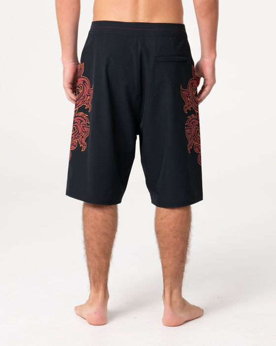 man-wearing-supahot-fire-fixed-waist-boardshort-in-black