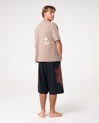 Man wearing Supahot Fire Fixed Waist Boardshort in Black