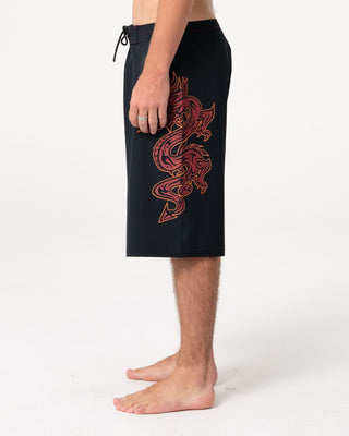 Man wearing Supahot Fire Fixed Waist Boardshort in Black