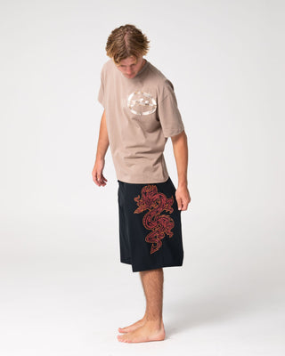 Man wearing Supahot Fire Fixed Waist Boardshort in Black