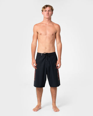 Man wearing Supahot Fire Fixed Waist Boardshort in Black