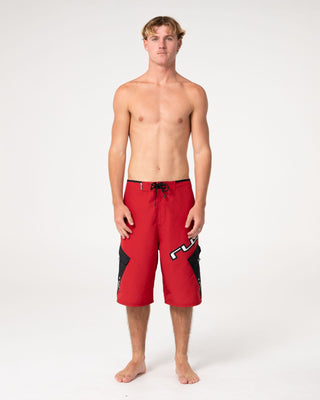 Man wearing Akimbo Fixed Waist Boardshort in Vintage Red