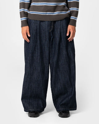 Man wearing Mista Slub Elastic Denim Jean in Raw Dawg Blue
