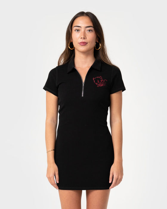 woman-wearing-bad-bubby-polo-dress-in-black