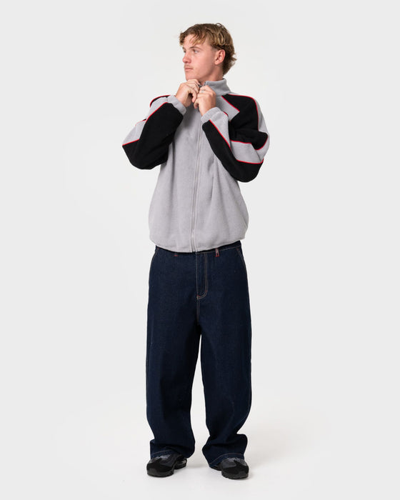 man-wearing-pimp-my-tides-zip-thru-sherpa-fleece-in-stone-grey