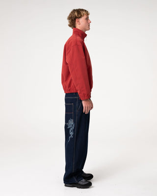 Man wearing Ketter Bomber Jacket in Vintage Red