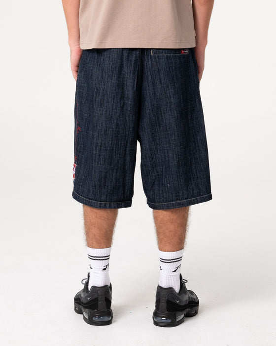 man-wearing-mista-slub-elastic-short-in-raw-dawg-blue