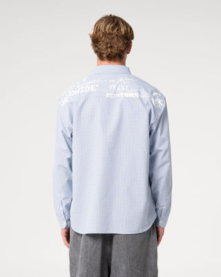 Man wearing Hawkeye Long Sleeve Shirt in Sky Blue