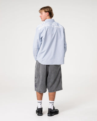 Man wearing Hawkeye Long Sleeve Shirt in Sky Blue