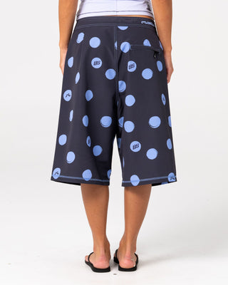 Woman wearing Phelps Fixed Waist Boardshort in Carbon