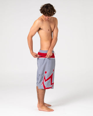Man wearing Downshift Hybrid Waist Boardshort in Stone Grey
