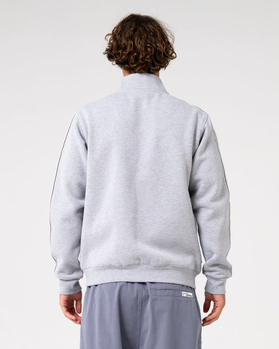 man-wearing-tracka-zip-thru-fleece-in-grey-marle