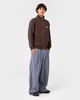 Man wearing Tracka Zip Thru Fleece in Java