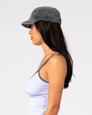 Womens Fiend Luxe Military Cap in Washed Black