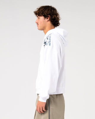Man wearing Chief Keef Lightweight Zip-thru Hoodie in White