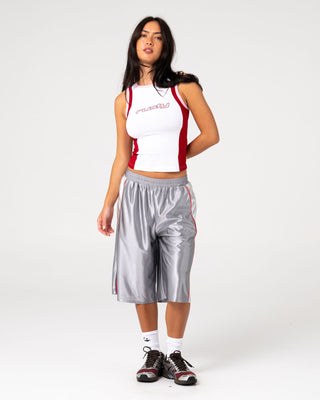 Woman wearing Messi Contrast Tank in White