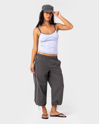 Woman wearing Serve Fitted Cami Tank in Violet Blue