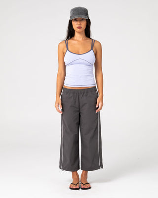 Woman wearing Serve Fitted Cami Tank in Violet Blue