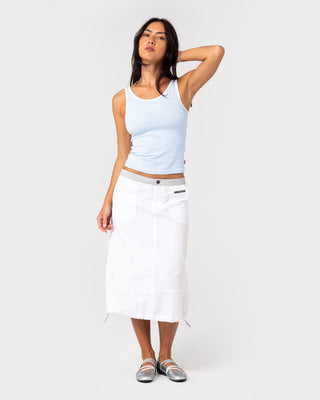 Woman wearing Score Contrast Tank in Ice Blue