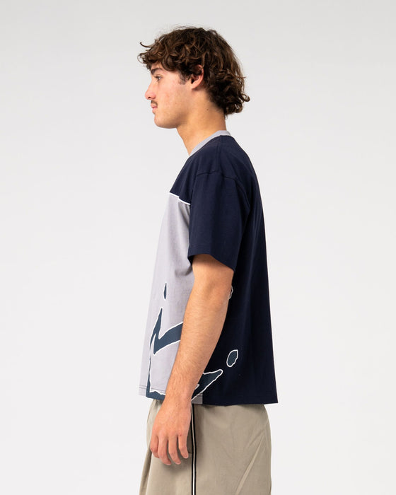 man-wearing-downshift-short-sleeve-tee-in-navy-blue
