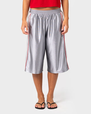 Woman wearing Baseline Low Rise Basketball Short in Ultimate Grey