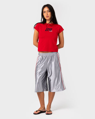 Woman wearing Baseline Low Rise Basketball Short in Ultimate Grey