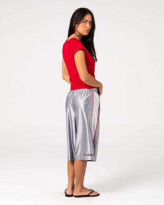 Woman wearing Baseline Low Rise Basketball Short in Ultimate Grey