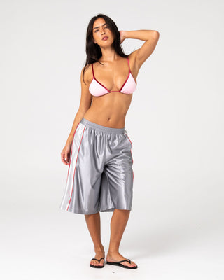 Woman wearing Baseline Low Rise Basketball Short in Ultimate Grey