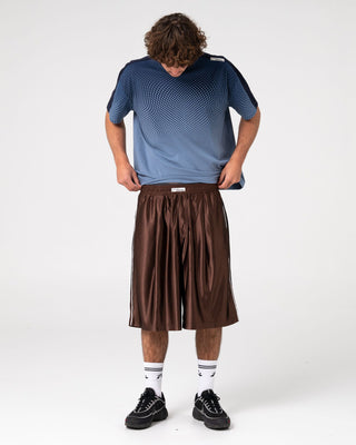 Man wearing Vinsanity Elastic Basketball Short in Brown
