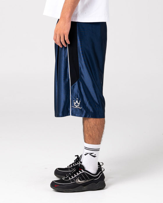 man-wearing-vinsanity-elastic-basketball-short-in-navy-blue