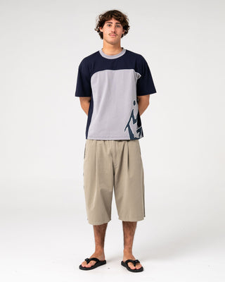 Man wearing Mista Ilavaline Elastic Short in Putty