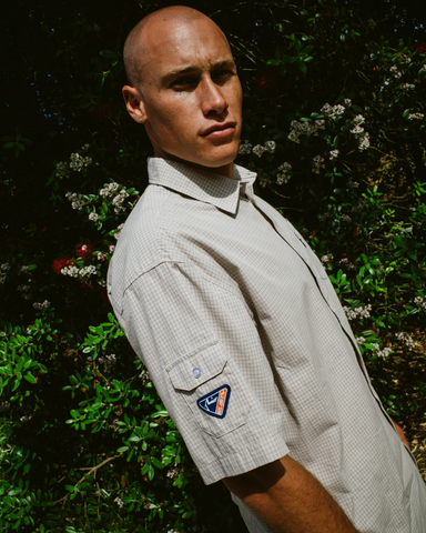 Man wearing Stasha Pocket Short Sleeve Shirt in Brown