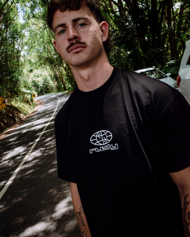 Man wearing Life Cycle Short Sleeve Tee in Black