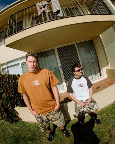 Man wearing Life Cycle Short Sleeve Tee in Brown