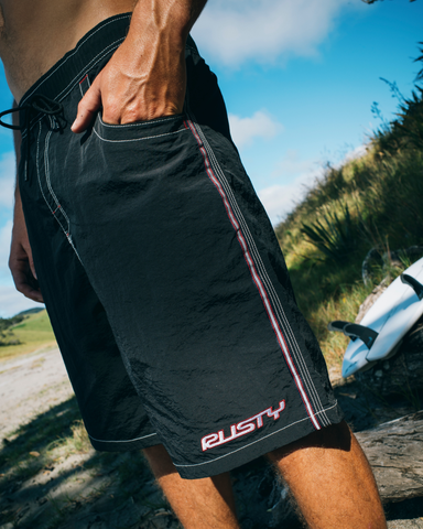 Man wearing Flip Daddy Boardshort in Black